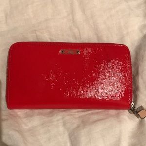 COPY - Lovely red high sheen leather wallet, cream inside